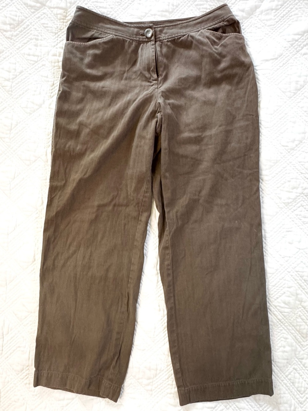 J.Jill Silk & Cotton Cropped Pants Size 10P Chocolate Brown